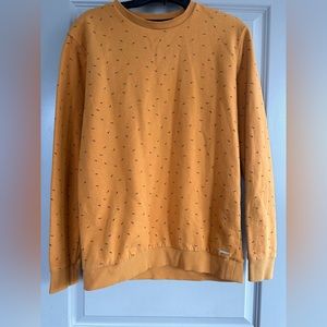 Denim & flower bird crew neck